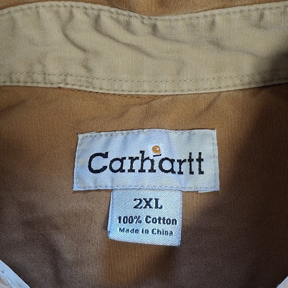 Carhartt Canvas Tradesman Shirt Mens 2XL Brown Short Sleeve Work S133 - Picture 8 of 8
